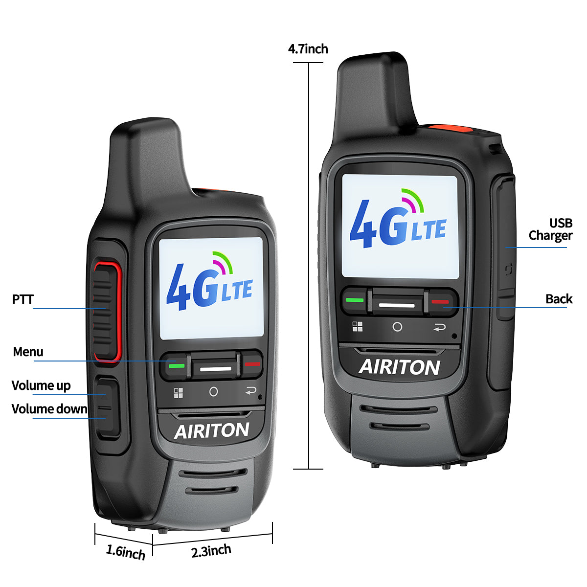 AIRITON RADIO AI-300 4G LTE POC Handheld Two-Way Radio | Unlimited Range & Lifetime Free Walkie Talkie (2-Pack)