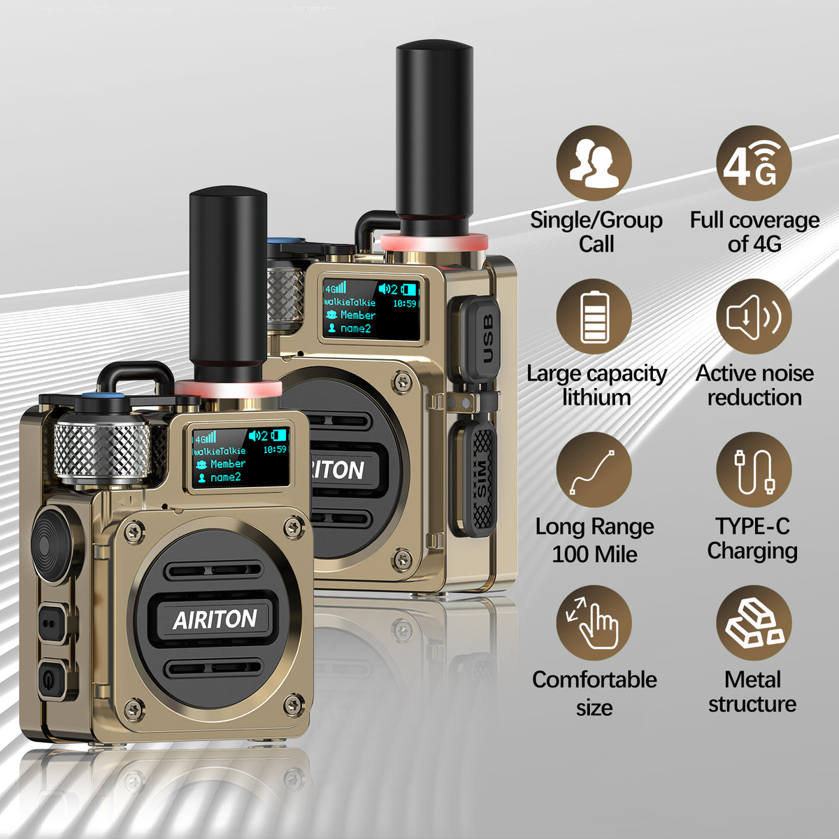 AIRITON RADIO AI-G6 4G LTE POC Handheld Two-Way Radio | Unlimited Range & Lifetime Free Walkie Talkie
