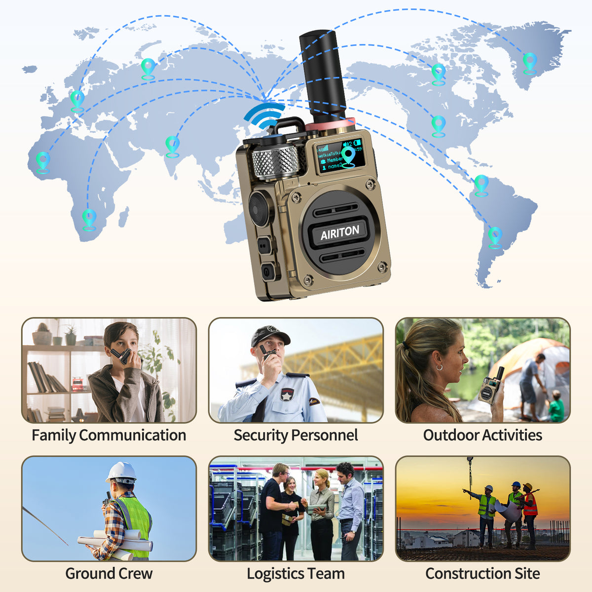 AIRITON RADIO AI-G6 4G LTE POC Handheld Two-Way Radio | Unlimited Range & Lifetime Free Walkie Talkie