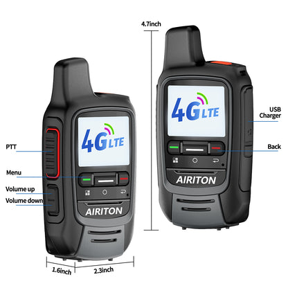 AIRITON RADIO AI-300 4G LTE POC Handheld Two-Way Radio | Unlimited Range & Lifetime Free Walkie Talkie (2-Pack)