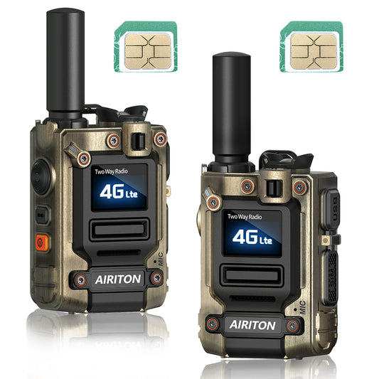 AIRITON RADIO AI-G7 4G LTE POC Handheld Two-Way Radio | Unlimited Range, Lifetime Free, Type-C Fast Charging (Khaki)