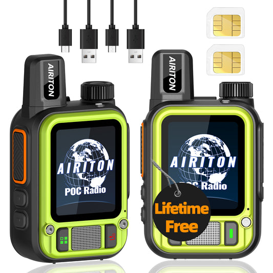 AIRITON RADIO AI-186 4G LTE POC Handheld Two-Way Radio | Unlimited Range, Lifetime Free Mini Portable Walkie Talkie (Green)
