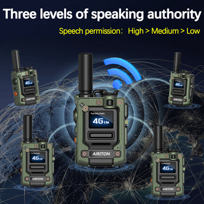 AIRITON RADIO AI-G7 4G LTE POC Handheld Two-Way Radio | Unlimited Range, Lifetime Free, Type-C Fast Charging (Green)