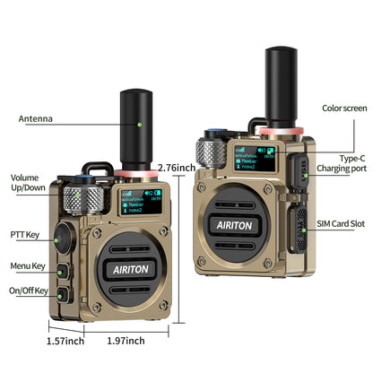 AIRITON RADIO AI-G6 4G LTE POC Handheld Two-Way Radio | Unlimited Range & Lifetime Free Walkie Talkie