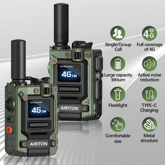 AIRITON RADIO AI-G7 4G LTE POC Handheld Two-Way Radio | Unlimited Range, Lifetime Free, Type-C Fast Charging (Green)