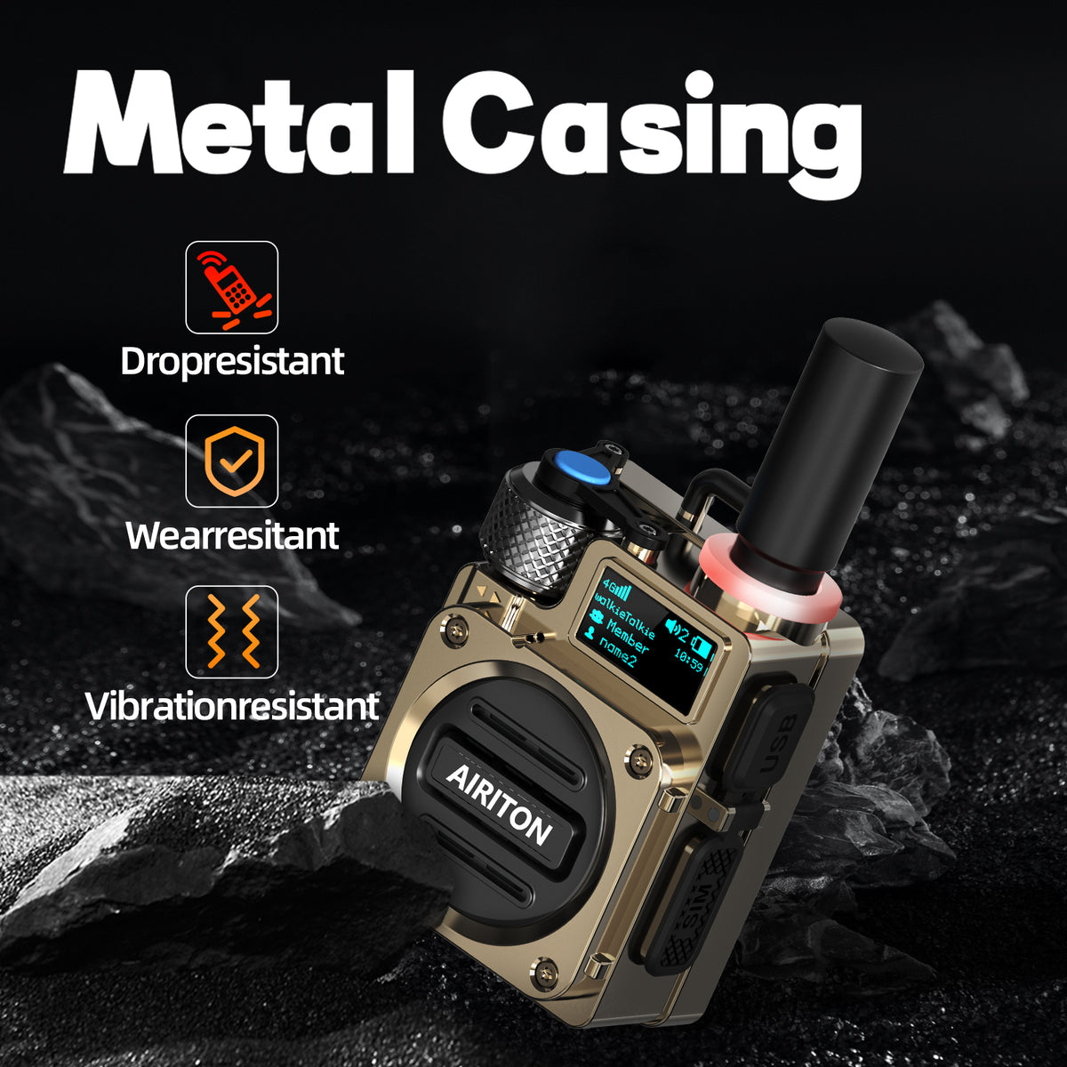 AIRITON RADIO AI-G6 4G LTE POC Handheld Two-Way Radio | Unlimited Range & Lifetime Free Walkie Talkie
