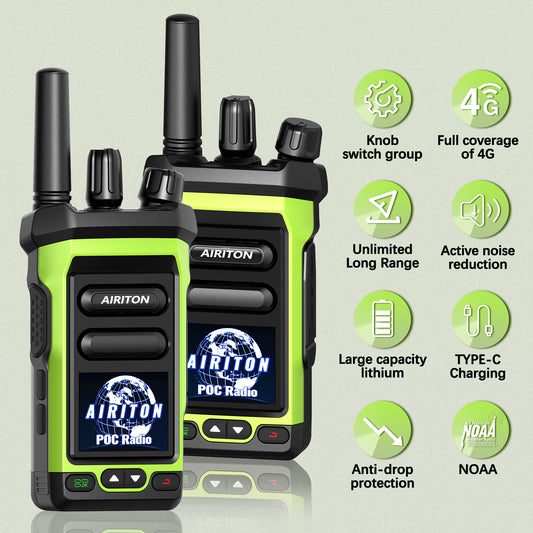 AIRITON RADIO AI-350 4G LTE POC Handheld Two-Way Radio | Unlimited Range, Lifetime Free, Group-Switch Knob Walkie Talkie