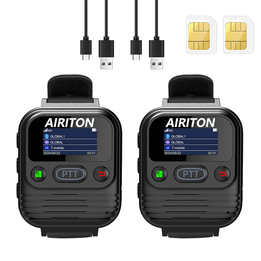 AIRITON AI-M2 Wearable Wrist Watch 4G LTE POC Walkie Talkie | Lifetime Free, Unlimited Range Radio (Black)