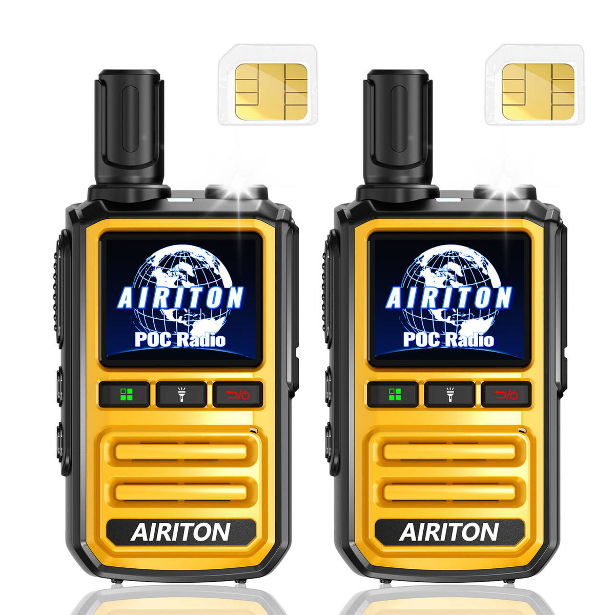 AIRITON RADIO AI-U6 4G LTE POC Handheld Two-Way Radio | Lifetime Free, Unlimited Range Walkie Talkie (Yellow)