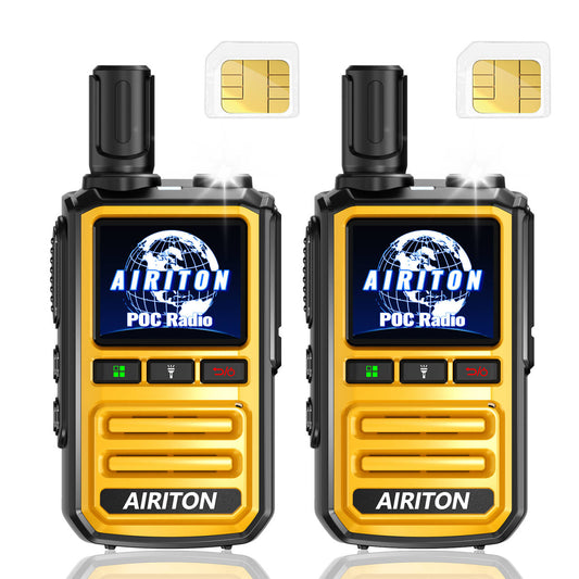 AIRITON RADIO AI-U6 4G LTE POC Handheld Two-Way Radio | Lifetime Free, Unlimited Range Walkie Talkie (Yellow)