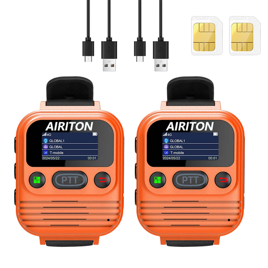 AIRITON AI-M2 Wearable Wrist Watch 4G LTE POC Walkie Talkie | Lifetime Free, Unlimited Range Radio (Orange)
